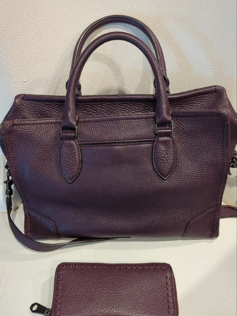Rebecca Minkoff Plum Pebbled Leather Satchel with Crossbody Strap and Wallet - Picture 4 of 15